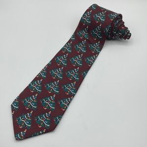 American Traditions 100% Italian Silk Christmas Holiday Tree Print Neck …